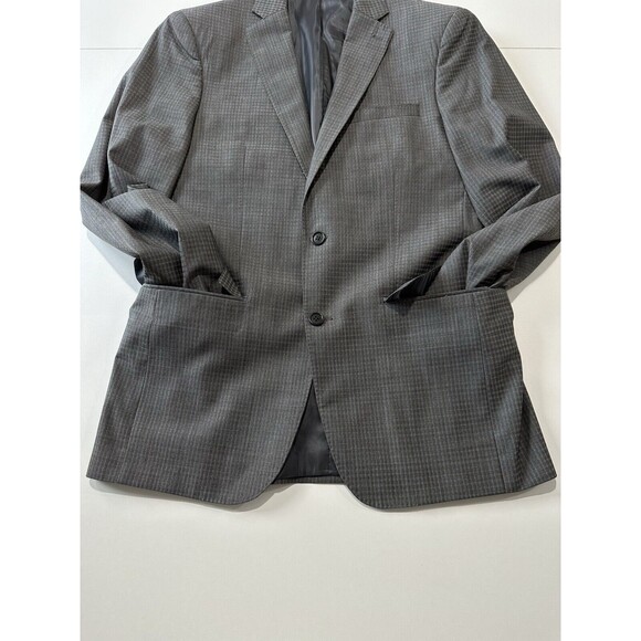 John Varvatos Blazer Sport Coat Men 40L Gray Wool Plaid Jacket Two Button USA - Picture 4 of 16